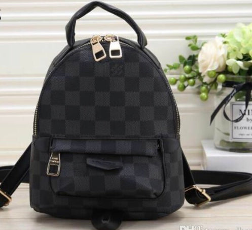 Black LV Checker Mini Backpack