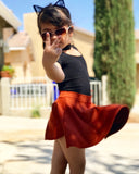 Orange Suede Skater Skirt
