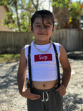 White "SUP" Crop Tank