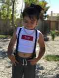White "SUP" Crop Tank