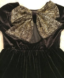Bow back Black Velvet Dress