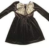 Bow back Black Velvet Dress