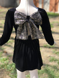 Bow back Black Velvet Dress