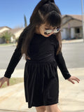 Bow back Black Velvet Dress