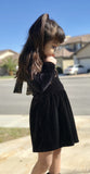 Bow back Black Velvet Dress