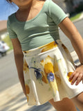 Yellow Floral Skater Skirts