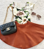 Orange Suede Skater Skirt